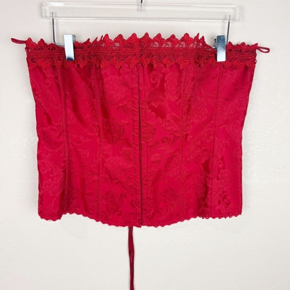 Fredericks of Hollywood Red Lace Up Vintage Y2K Corset